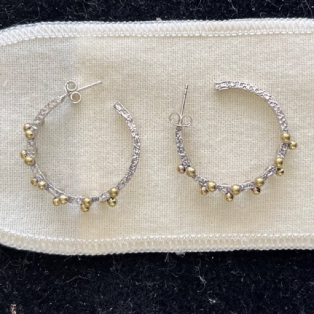 Sterling Silver And Bronze Hoop Earrings Size Medium
